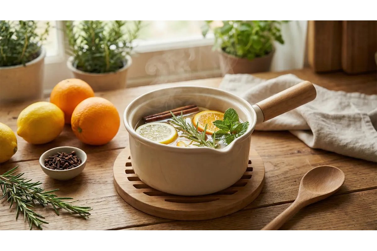 Limoni freschi e una tazza di acqua calda su un tavolo di legno.